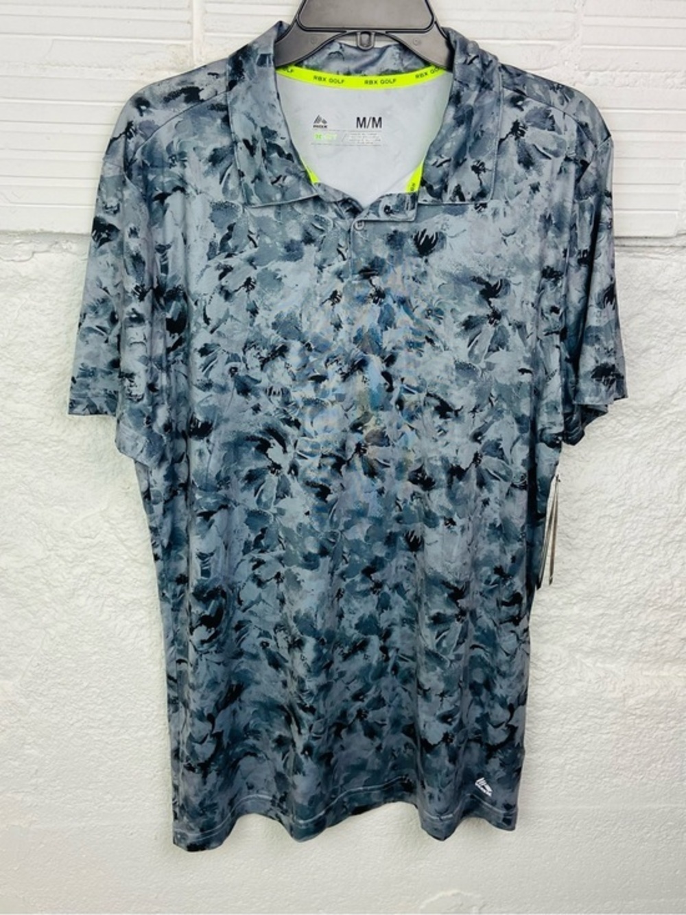 NWT RBX Golf Men's Grey Camouflage Performance 18 hole golf Polo SZ Medium